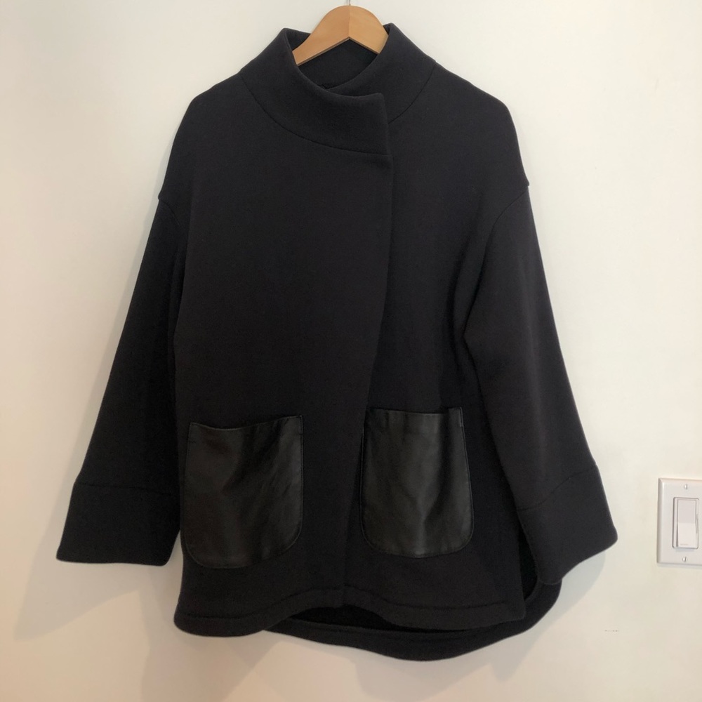 Cuyana Black Jacket with Leather Pockets